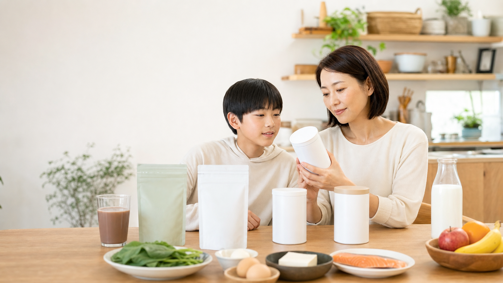 子どもの成長期向けサプリメントを比較する親子