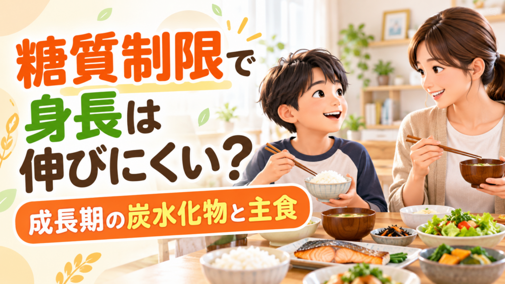 糖質制限で子どもの身長は伸びにくくなる?成長期の炭水化物と主食の考え方のアイキャッチ