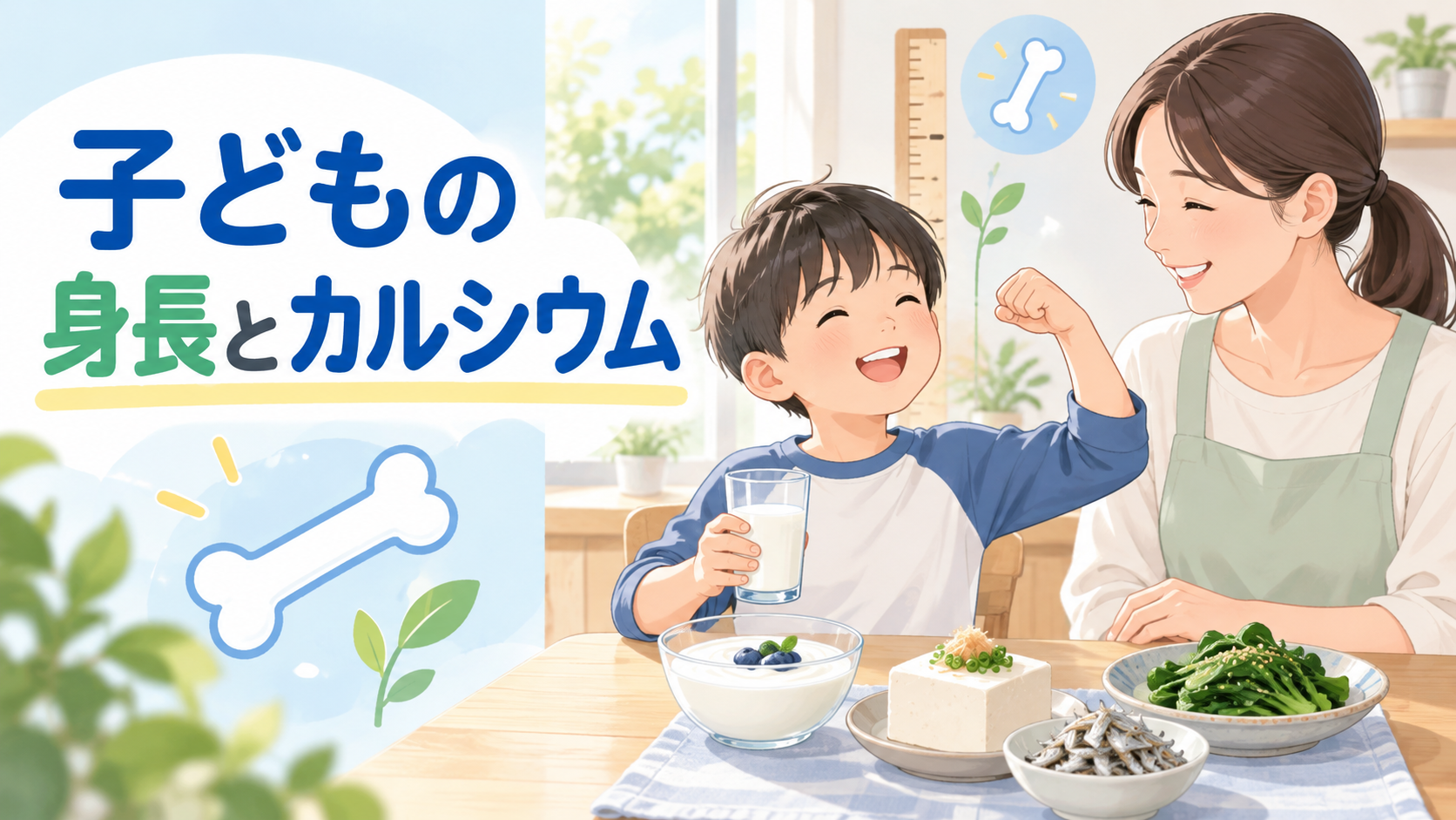 子どもの身長とカルシウムの関係を解説する記事のアイキャッチ